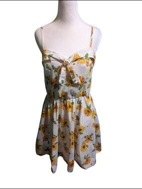bailey blue White Mini Dress with Yellow Sunflower Print